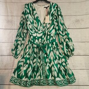 Alex Marie Size 12 Tropical Getaway Renata Printed Dress Green IKAT NWT 1087